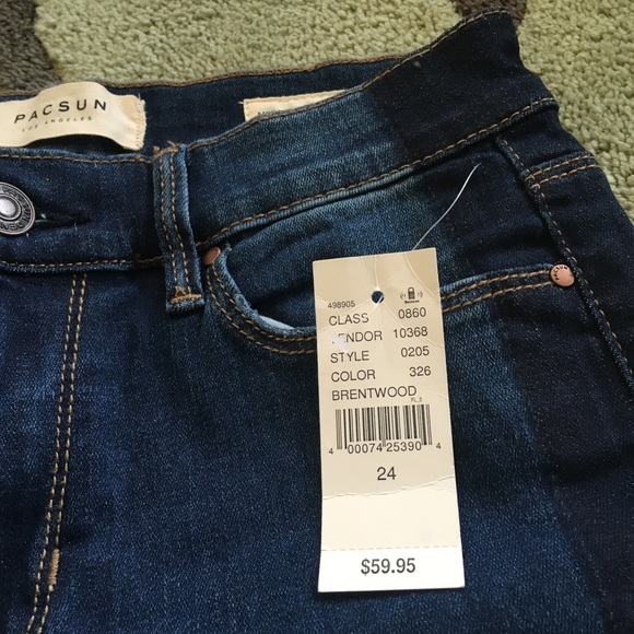 Pacsun Darkwash Frayed Ankle Jeggings Size 24 - Picture 8 of 8